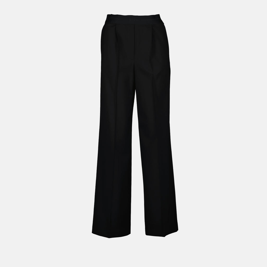 Hosen Woll Gerade Hosen MSGM Schwarz Femme