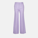 Pants Straight-leg pants in textured wool Victoria Beckham Purple Women