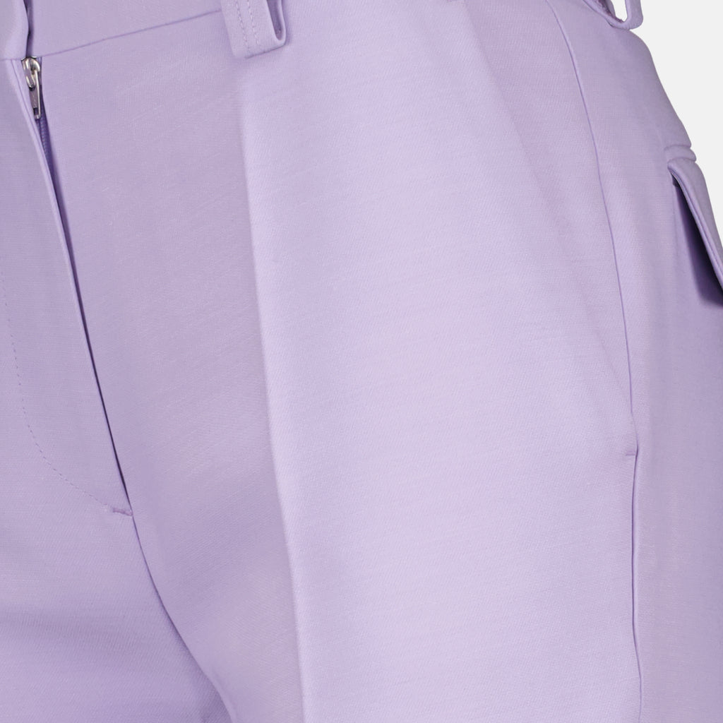 Pants Straight-leg pants in textured wool Victoria Beckham Purple Women