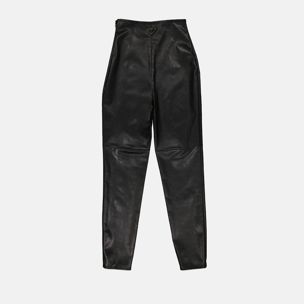 Hosen Pantalon en cuir Prada Schwarz Femme