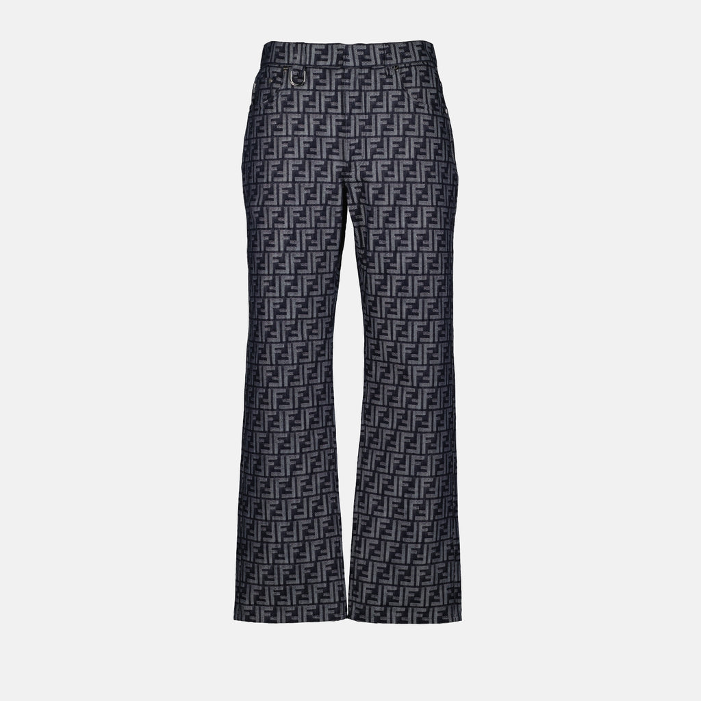 Pantalons Jean imprimé FF Fendi Gris Homme