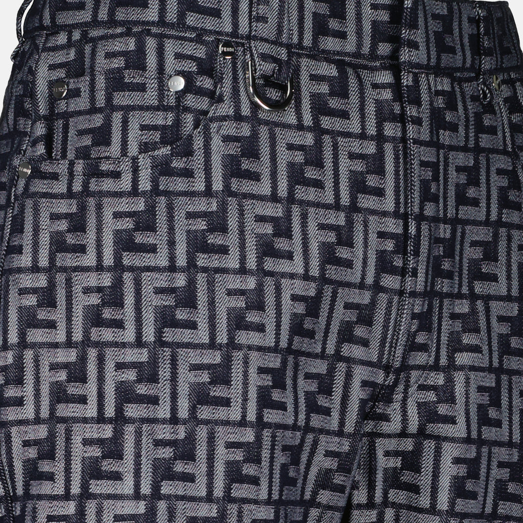 Pantalons Jean imprimé FF Fendi Gris Homme