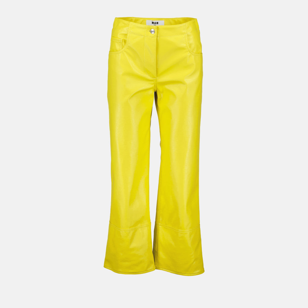 Pants Faux Leather Pants MSGM Yellow Women