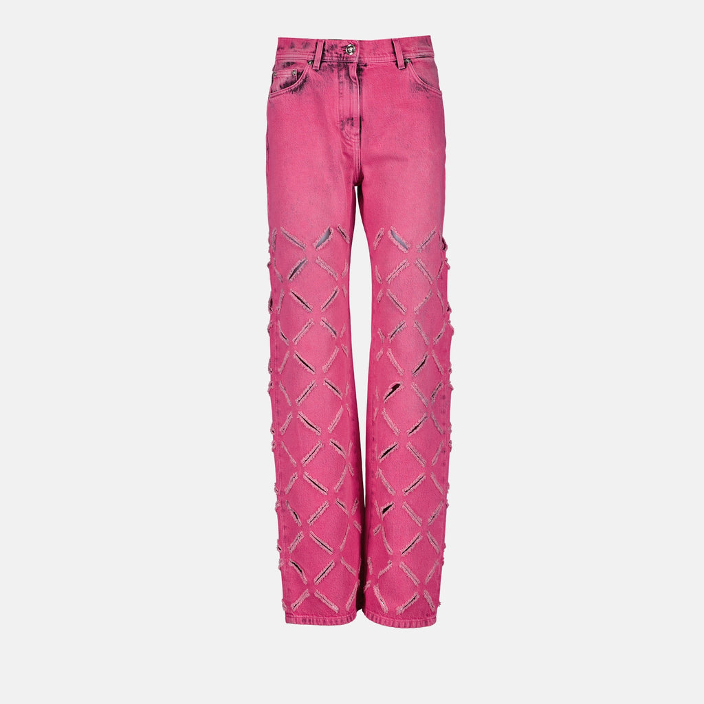 Pantalon jeans destroy rose