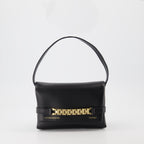 Pochette Chain en cuir noir