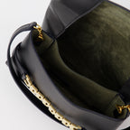 Pochette Chain en cuir noir