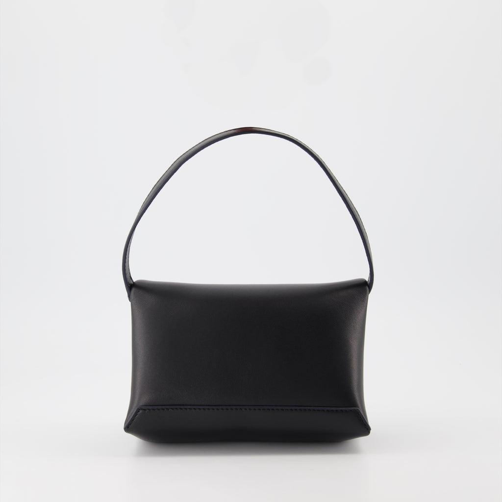 Pochette Chain en cuir noir