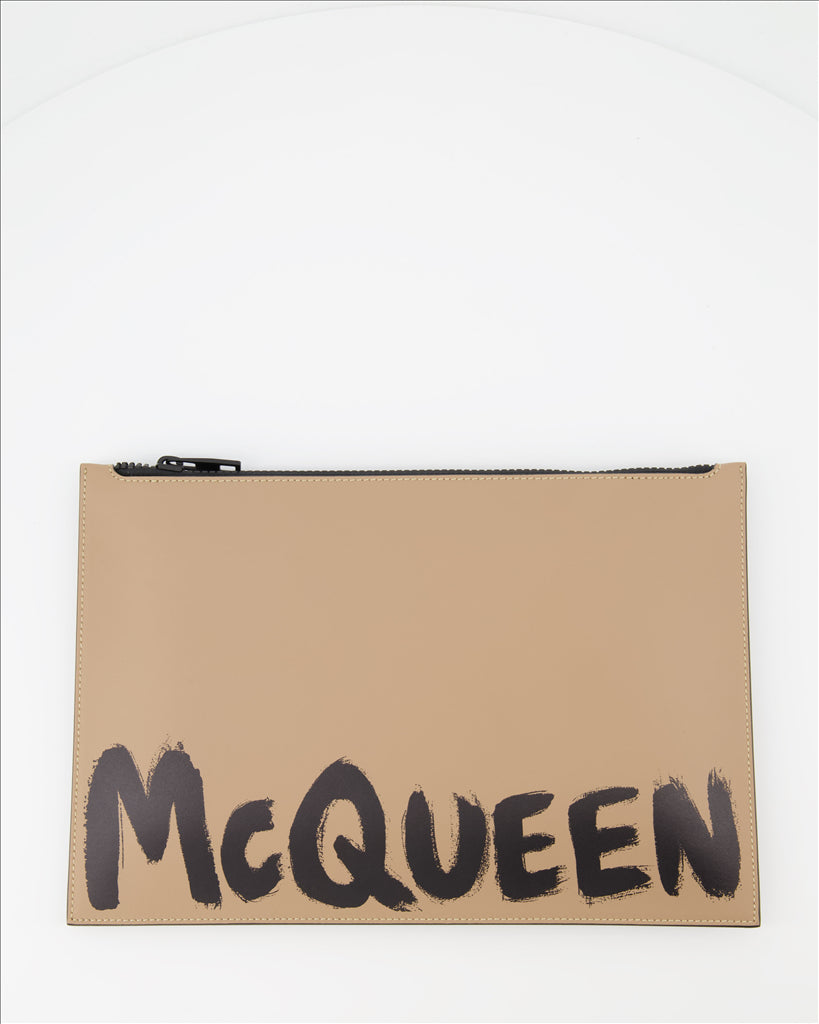 Bustine Pochette Graffiti Alexander McQueen Beige Homme