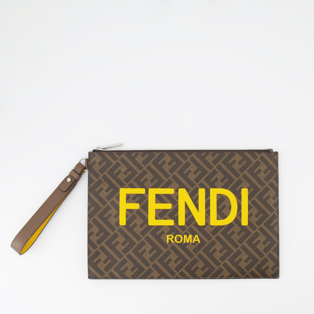 Pouches Flat pouch Fendi Brown Man