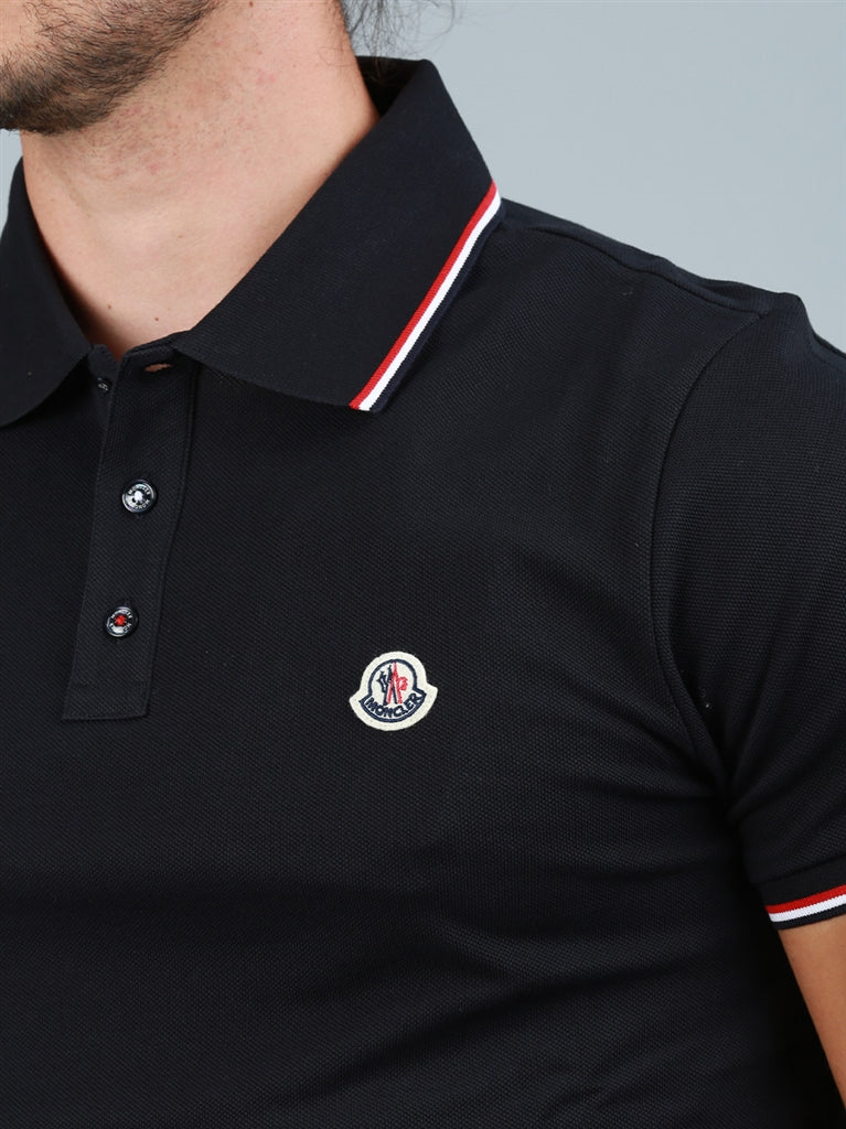 Polo shirts Logo polo shirt Moncler Blue Man