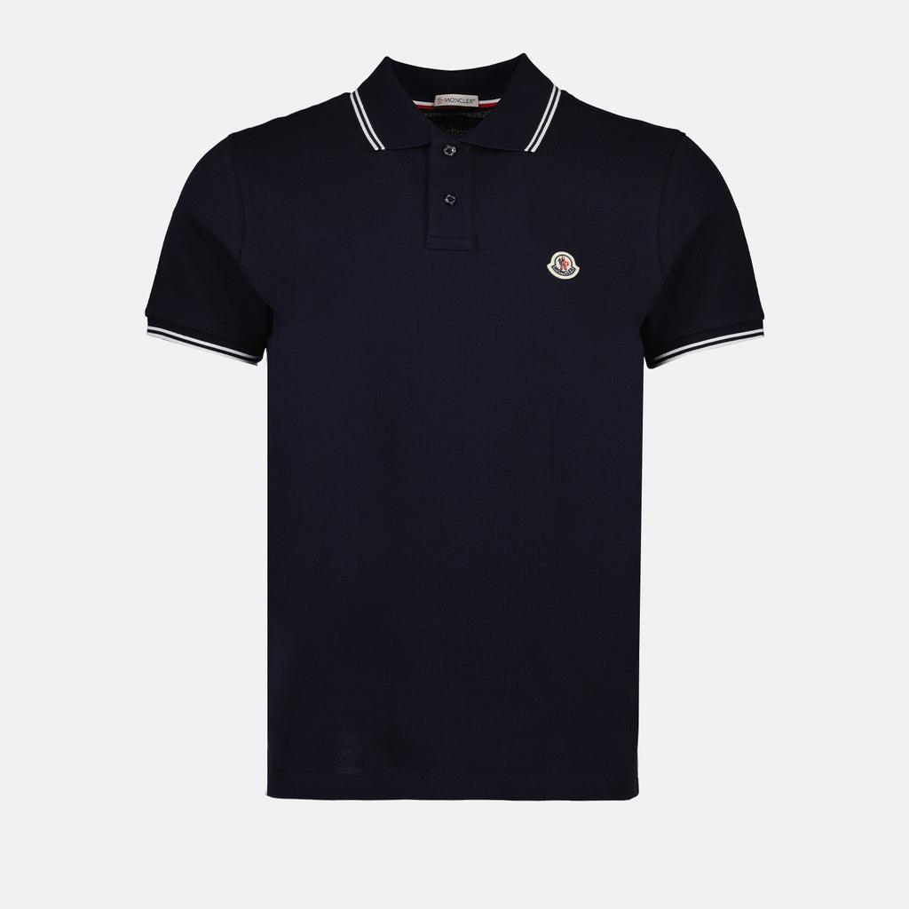 Polo shirts Polo shirt with logo and piping Moncler Blue Man