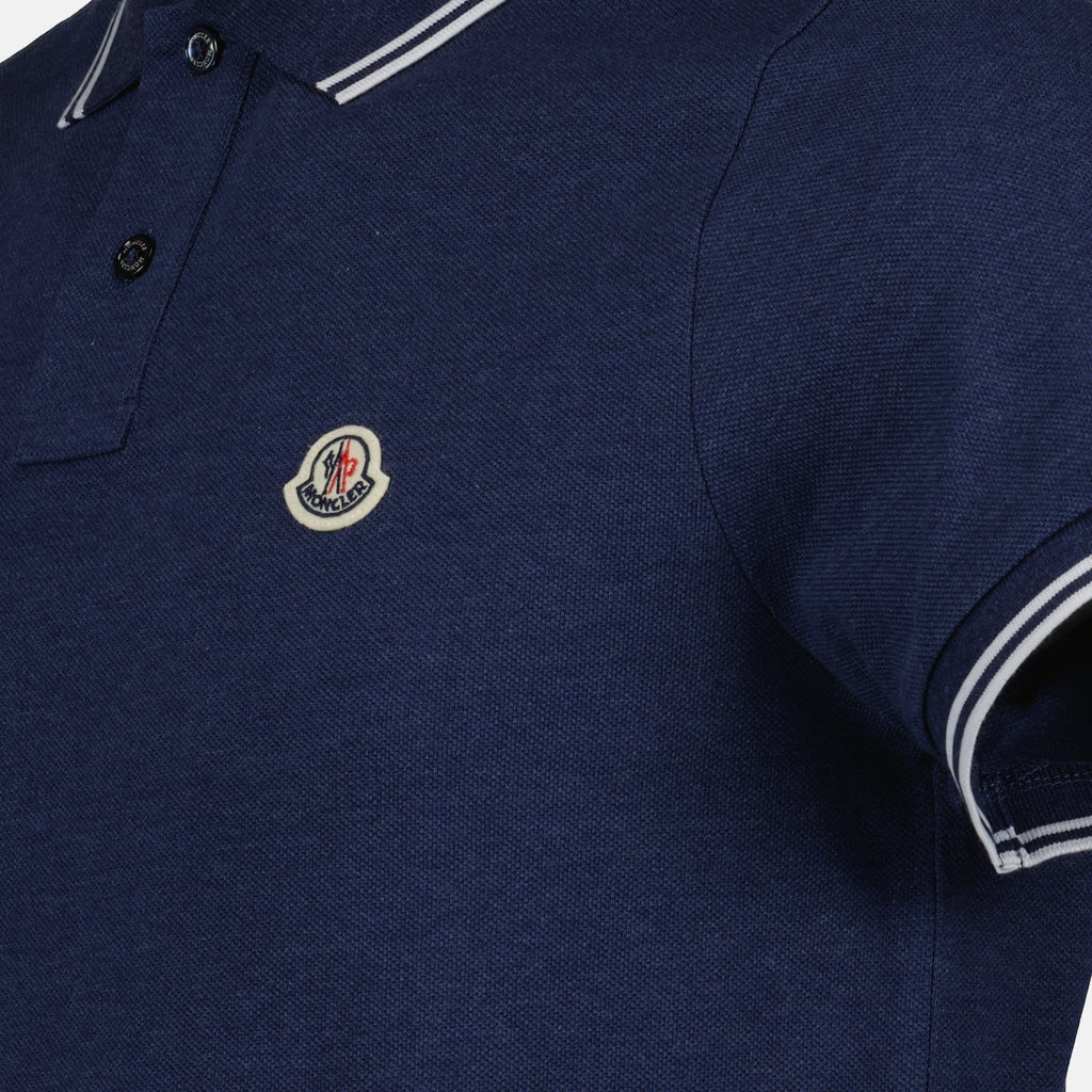 Polo shirts Polo shirt with logo and piping Moncler Blue Man