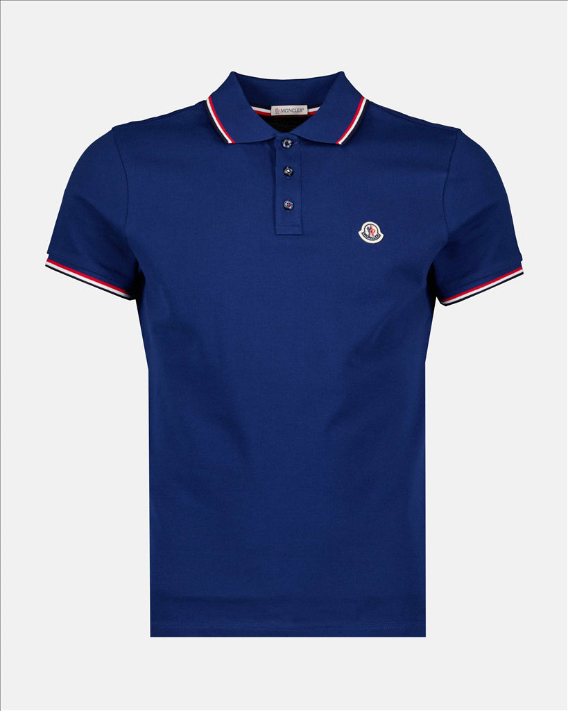 Polo shirts Polo shirt with logo and piping Moncler Blue Man