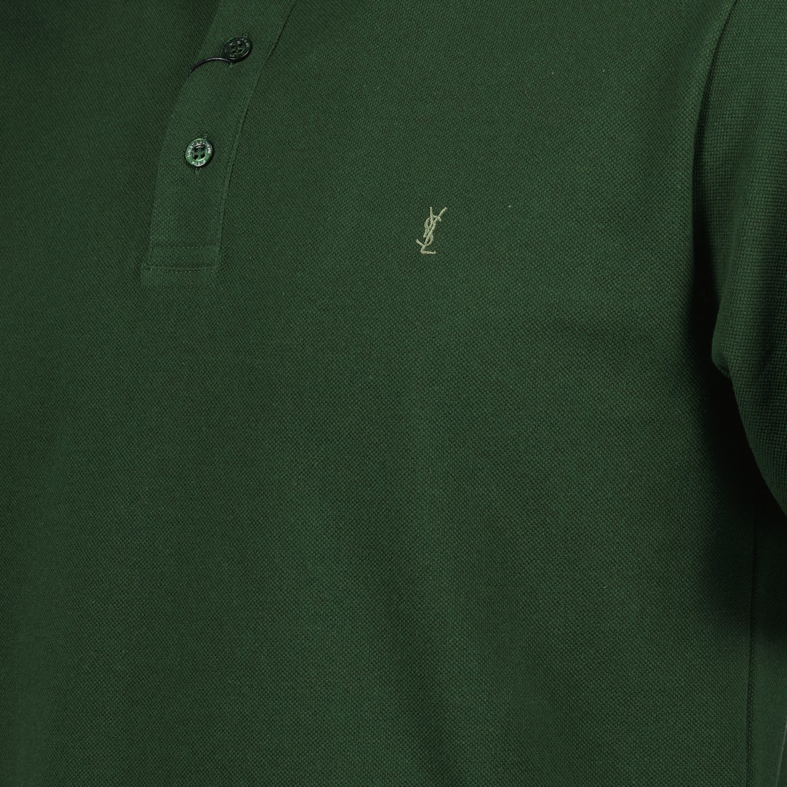 Polos Polo Cassandre en piqué de coton Saint Laurent Verde Homme