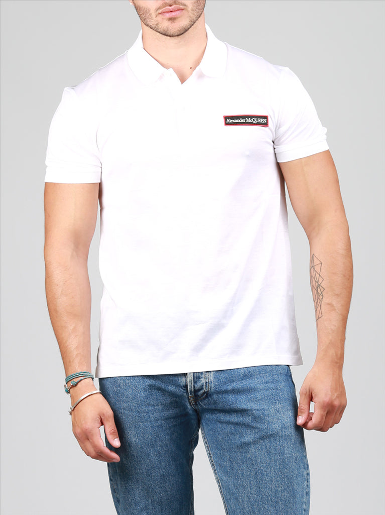 Poloshirts Polo à logo bande Alexander McQueen Weiß Homme