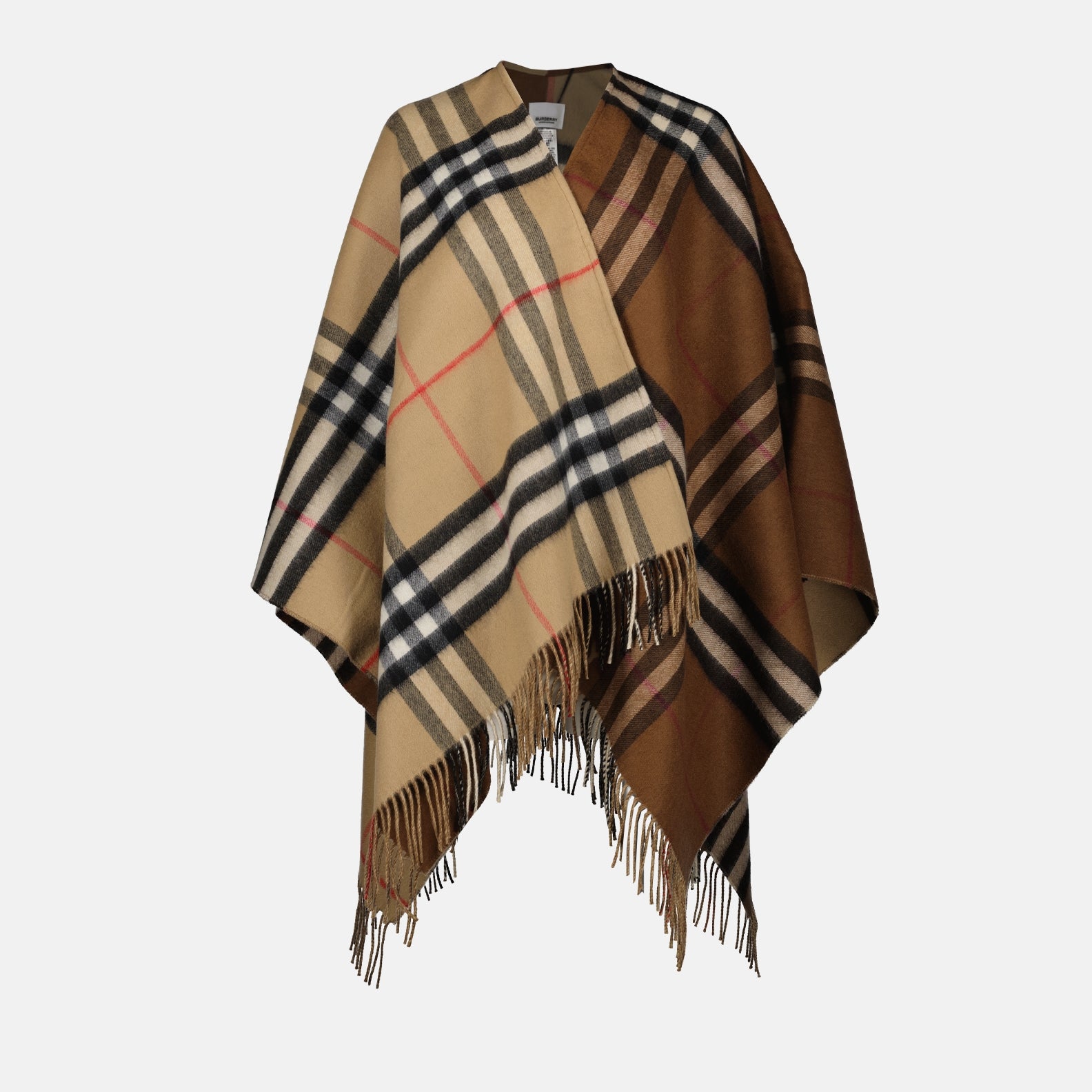 Poncho à carreaux en laine