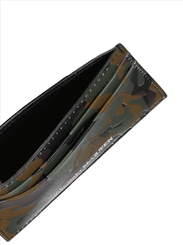 Kleine lederwaren Porte-cartes camouflage Alexander McQueen Grün Homme