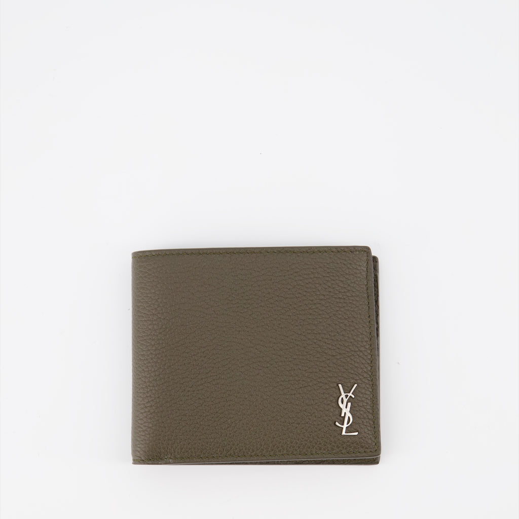 Small leather goods Grained leather card holder Saint Laurent Green Man