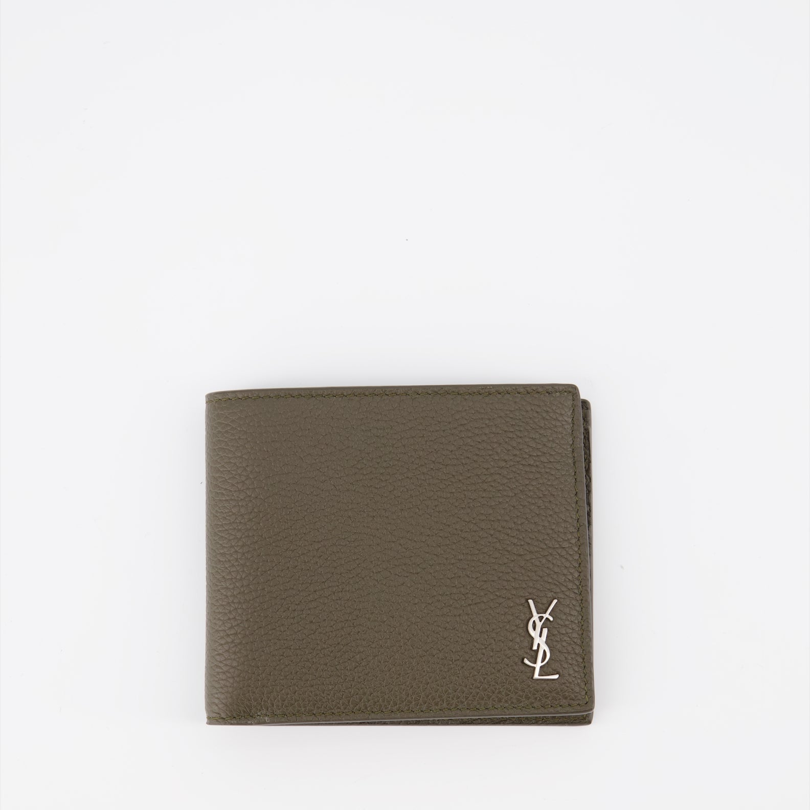 Small leather goods Grained leather card holder Saint Laurent Green Man