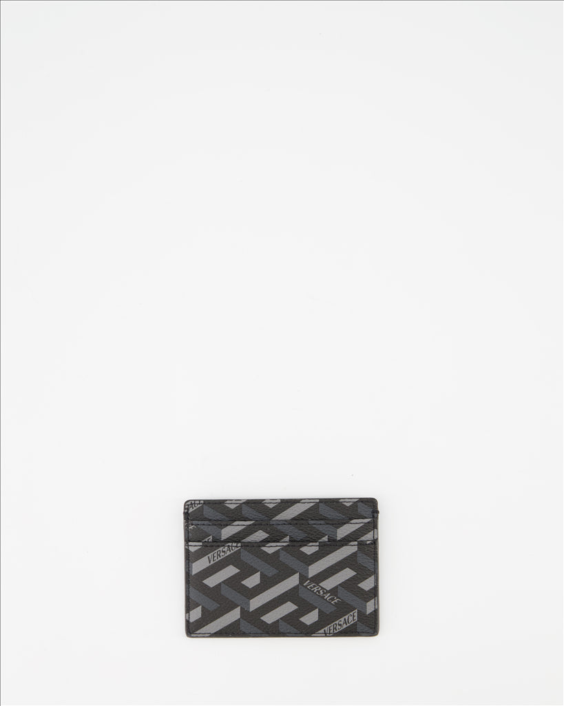 Pequeños artículos de cuero Porte-cartes Greca Versace Gris Homme