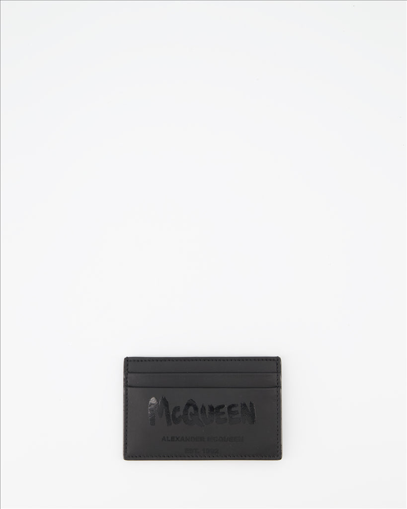 Pequeños artículos de cuero Porte-cartes Graffiti Alexander McQueen Negro Homme