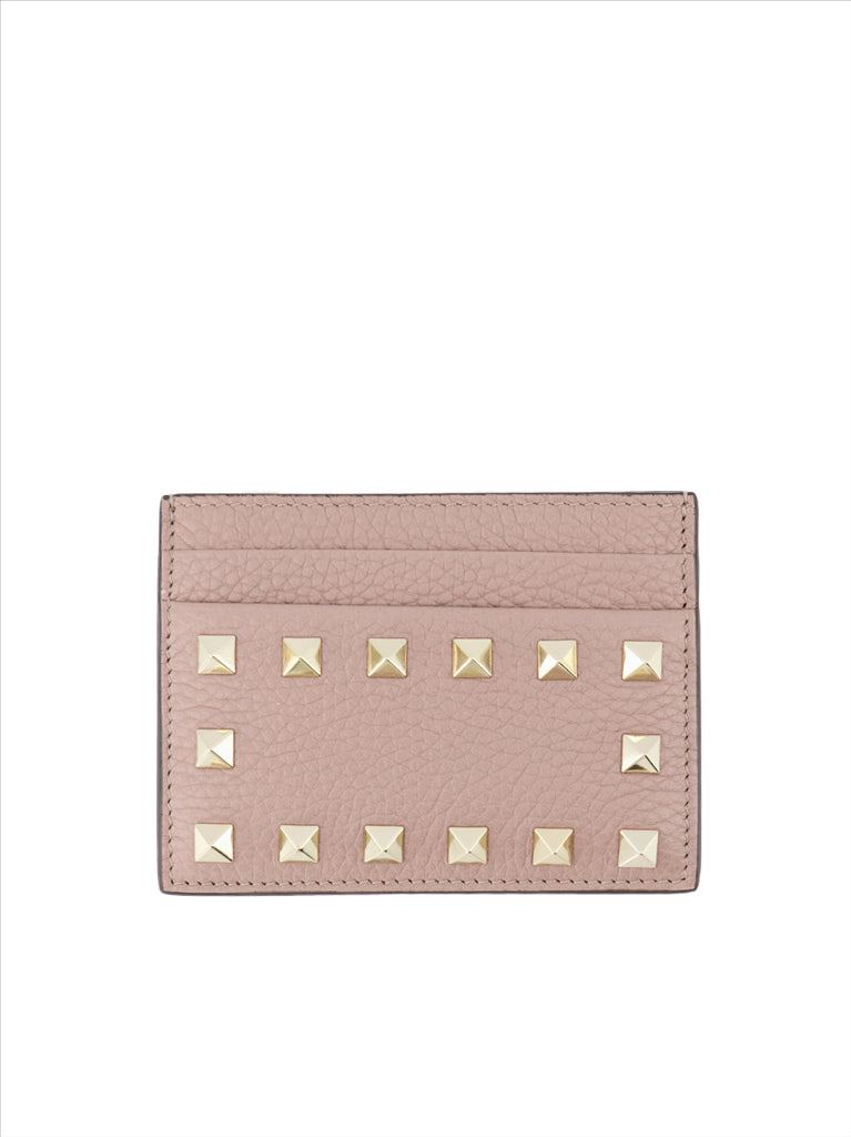 Petite maroquinerie Porte-cartes Rockstud Valentino Garavani Beige Femme