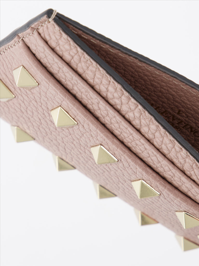 Petite maroquinerie Porte-cartes Rockstud Valentino Garavani Beige Femme