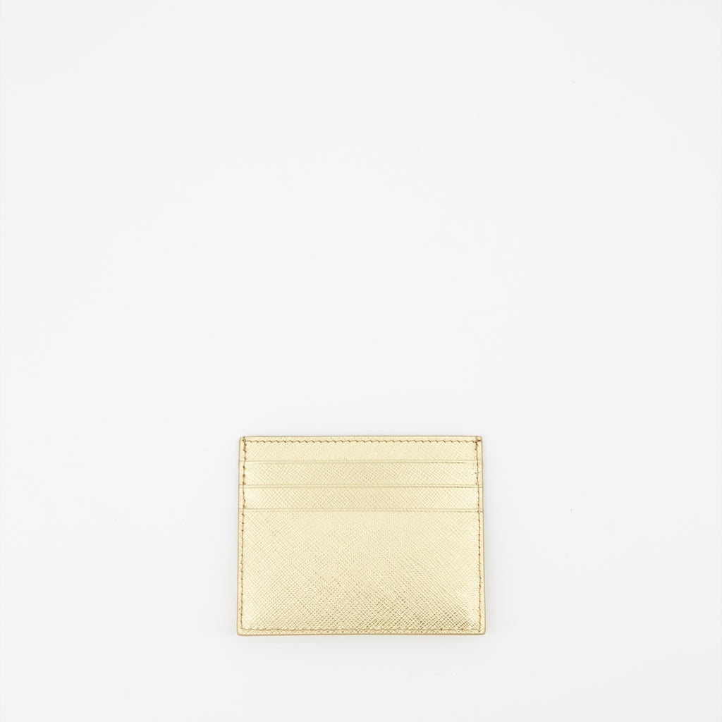 Petite maroquinerie Porte-cartes Saffiano Prada Doré Femme