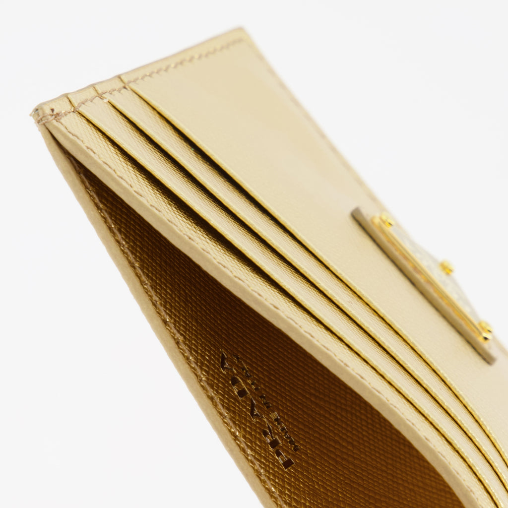 Petite maroquinerie Porte-cartes Saffiano Prada Doré Femme