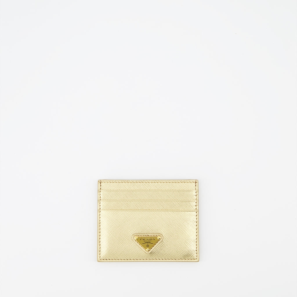 Petite maroquinerie Porte-cartes Saffiano Prada Doré Femme