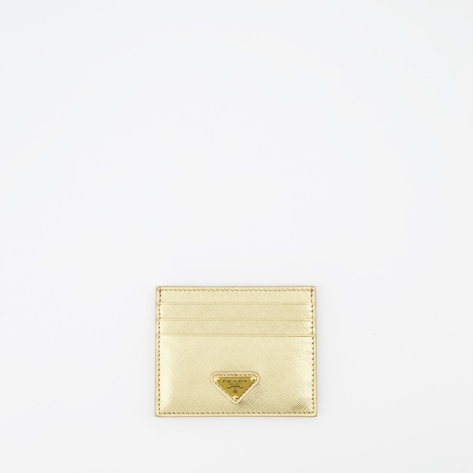 Petite maroquinerie Porte-cartes Saffiano Prada Doré Femme