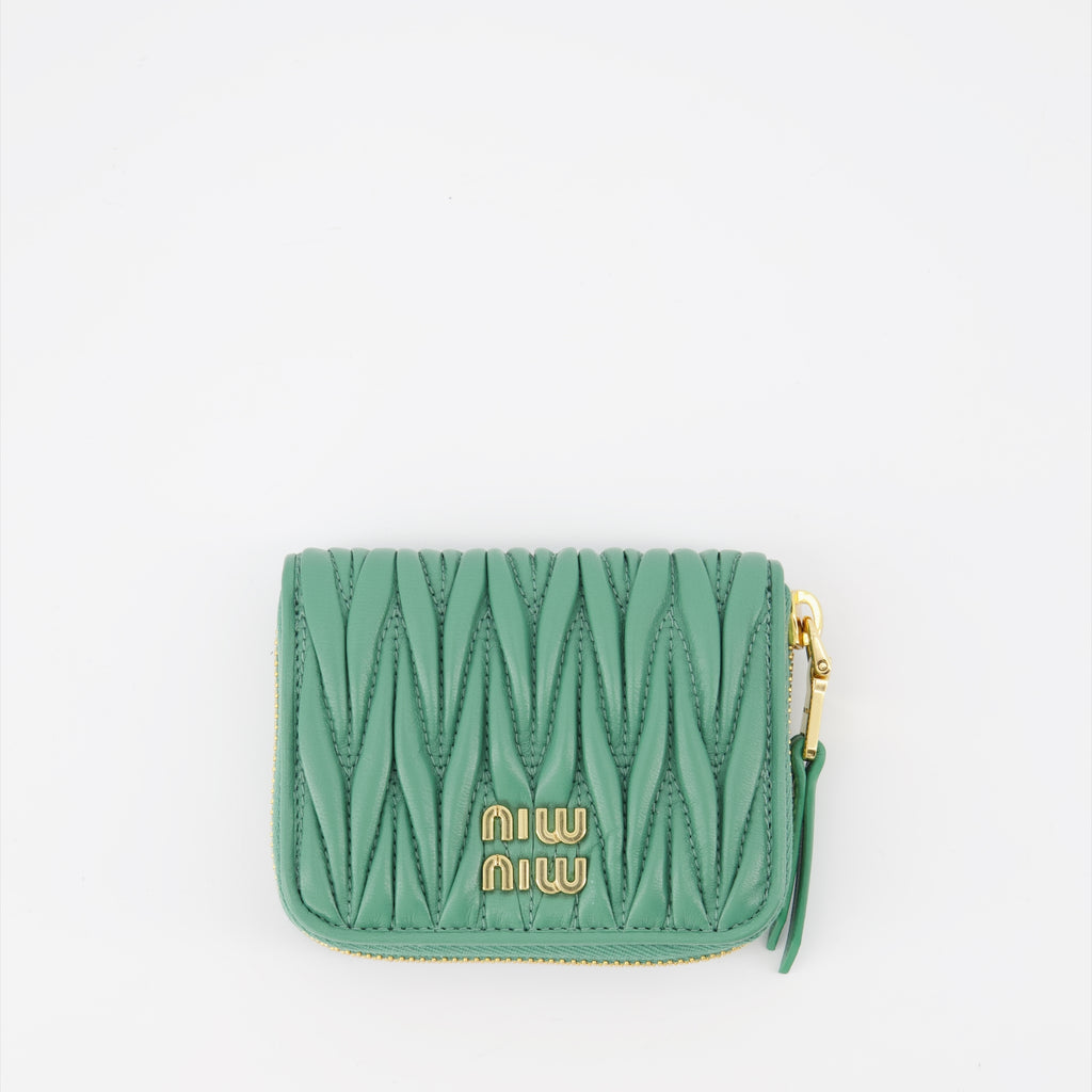 Kleine lederwaren Porte-monnaie Lettering Miu Miu Grün Femme