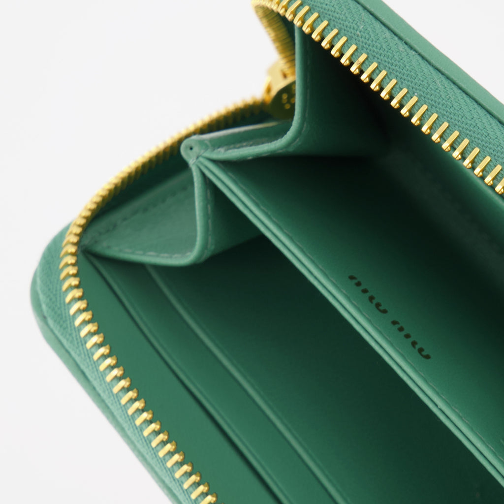 Kleine lederwaren Porte-monnaie Lettering Miu Miu Grün Femme