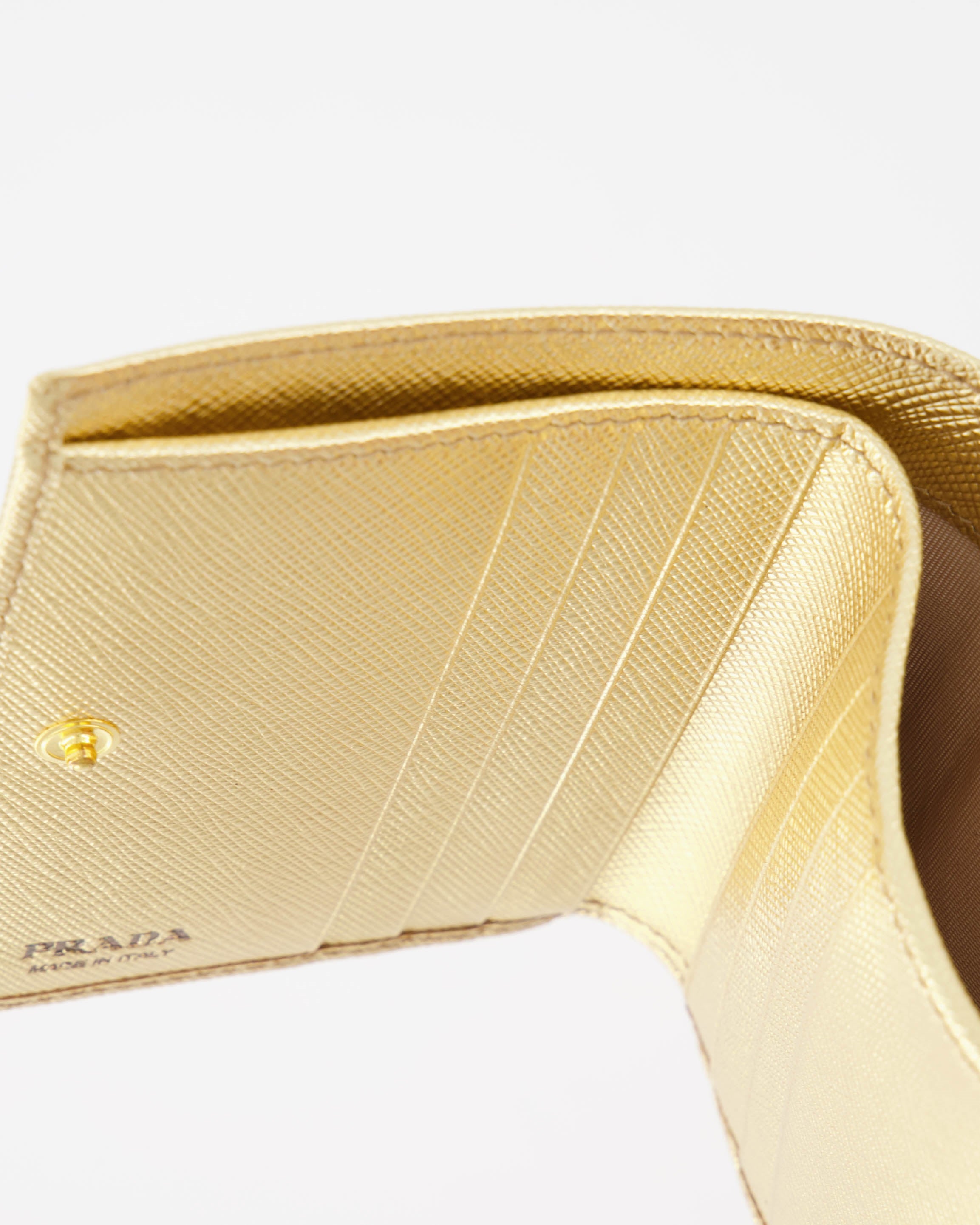 Small leather goods Gold Saffiano Wallet Prada Gold Women