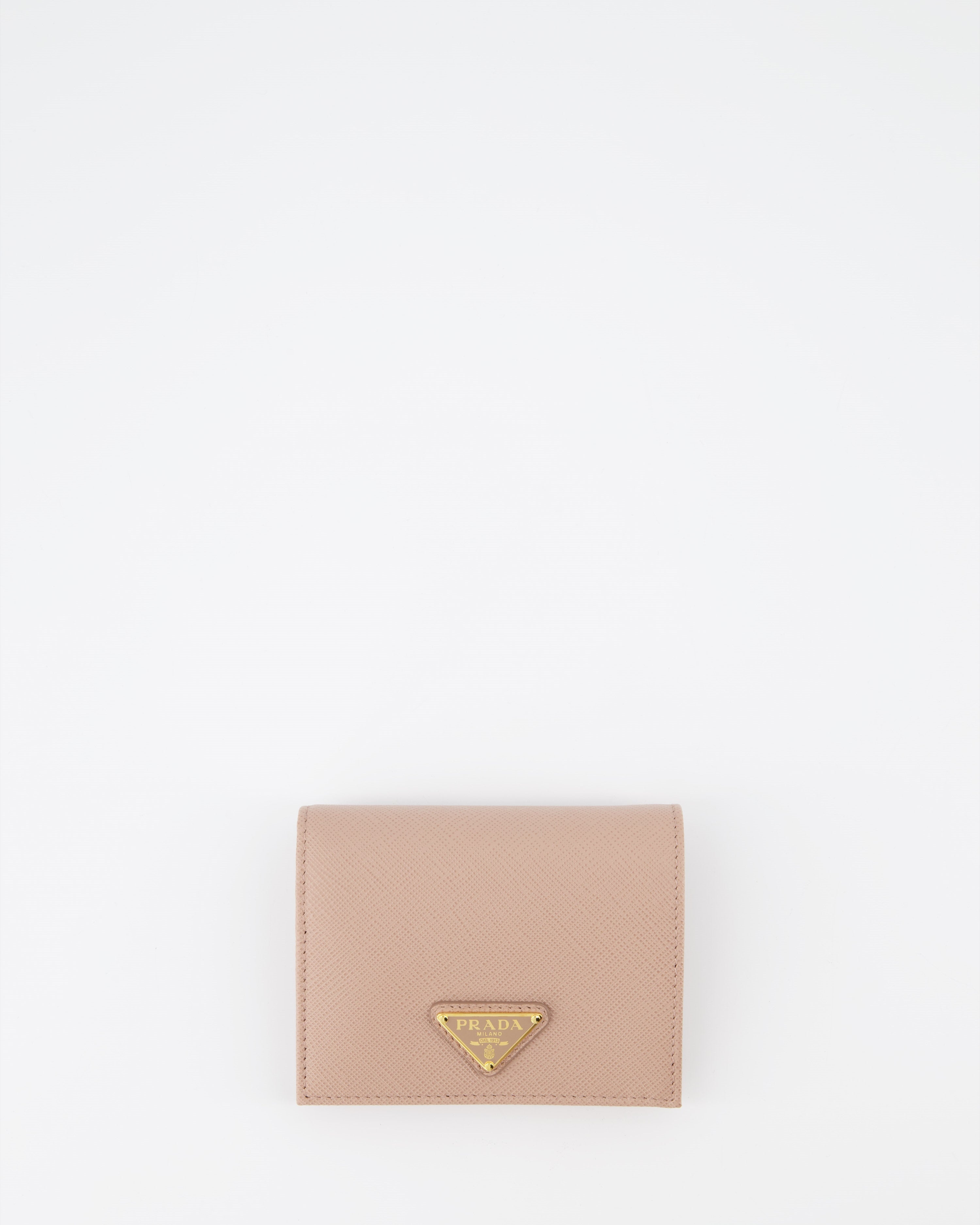 Kleine lederwaren Portefeuille Saffiano doré Prada Rosa Femme