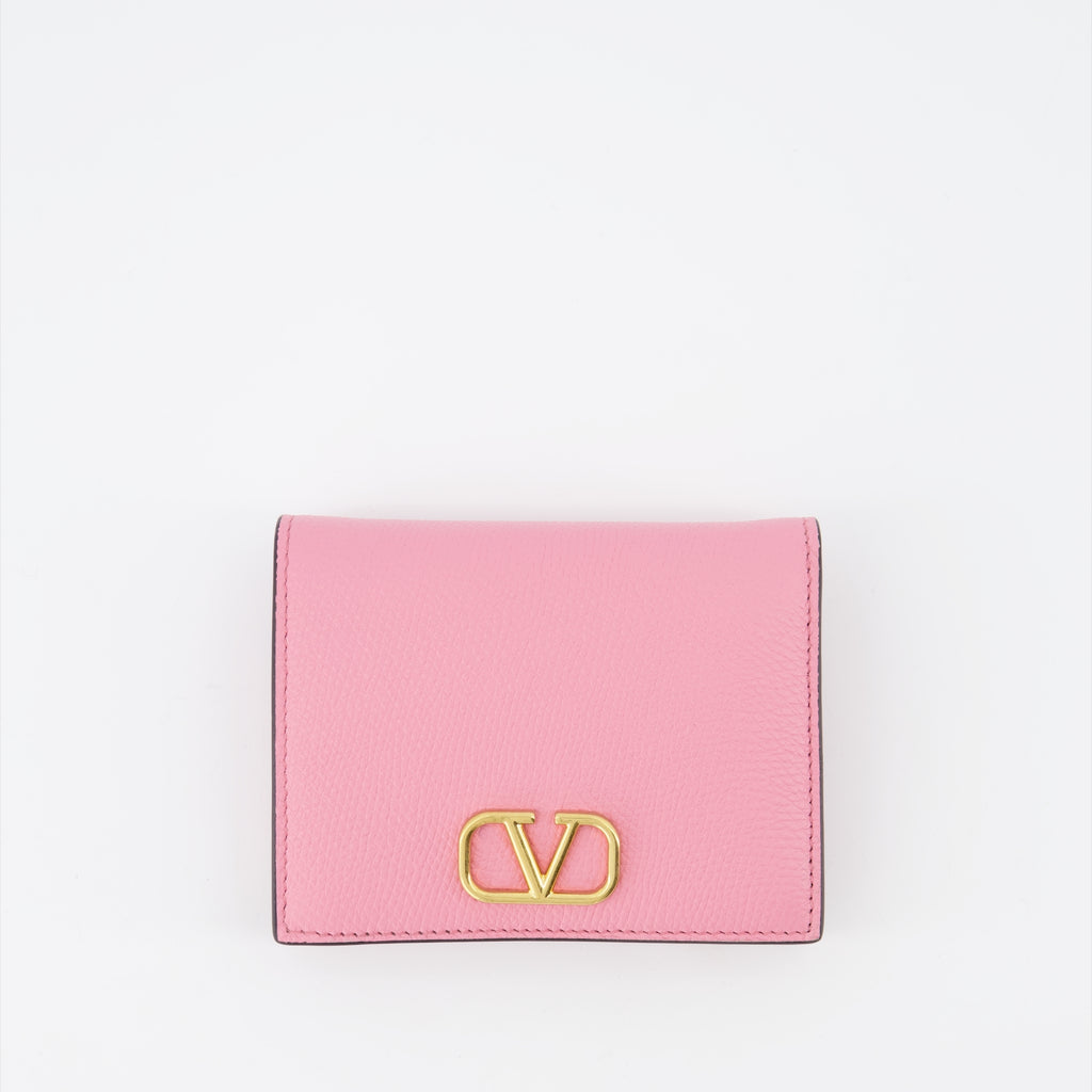 Kleine lederwaren Portefeuille VLogo Valentino Garavani Rosa Femme