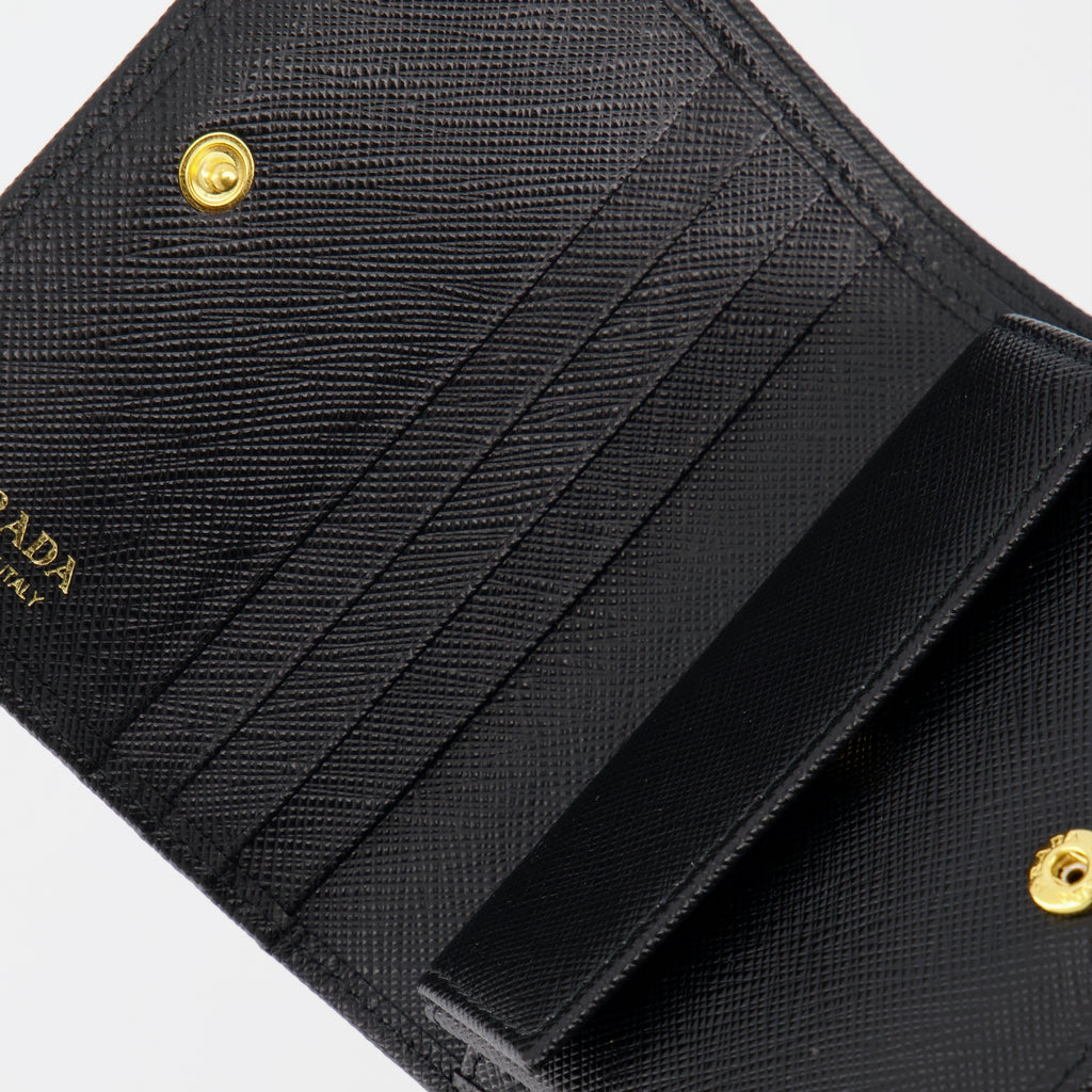 Kleine lederwaren Portefeuille Saffiano Prada Schwarz Femme
