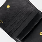 Kleine lederwaren Portefeuille Saffiano Prada Schwarz Femme