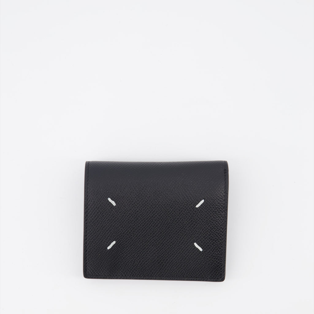 スモールレザーグッズ メゾン マルジェラ コンパクト シグネチャー ウォレット レディース ブラック Maison Margiela 黒 女性