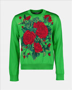 Maille Pull à imprimé roses Dolce & Gabbana Vert Homme
