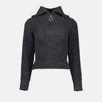 Maille Pull à zip Ami PARIS Gris Femme