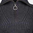 Maille Pull à zip Ami PARIS Gris Femme