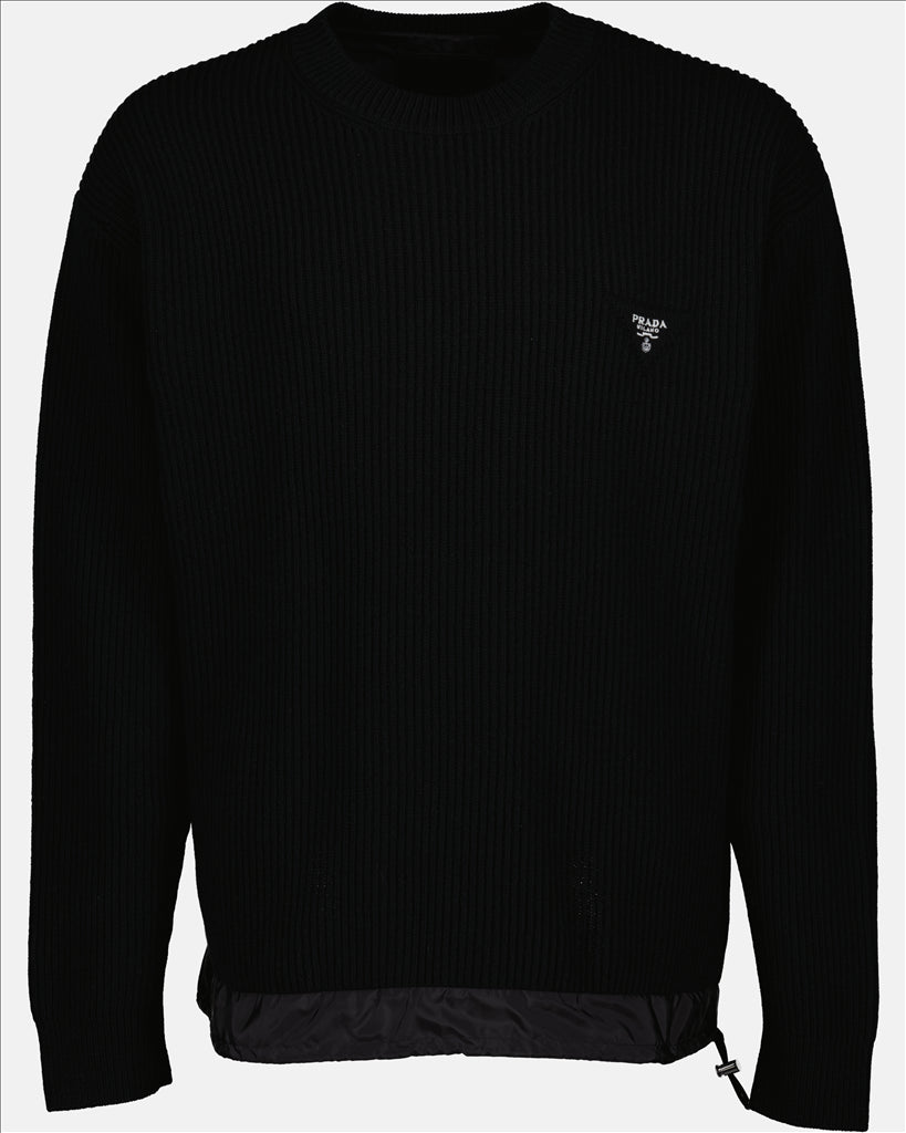Strickwaren Pull à logo triangle Prada Schwarz Homme