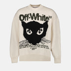 Maille Pull Cat Chunky Off-White Beige Homme