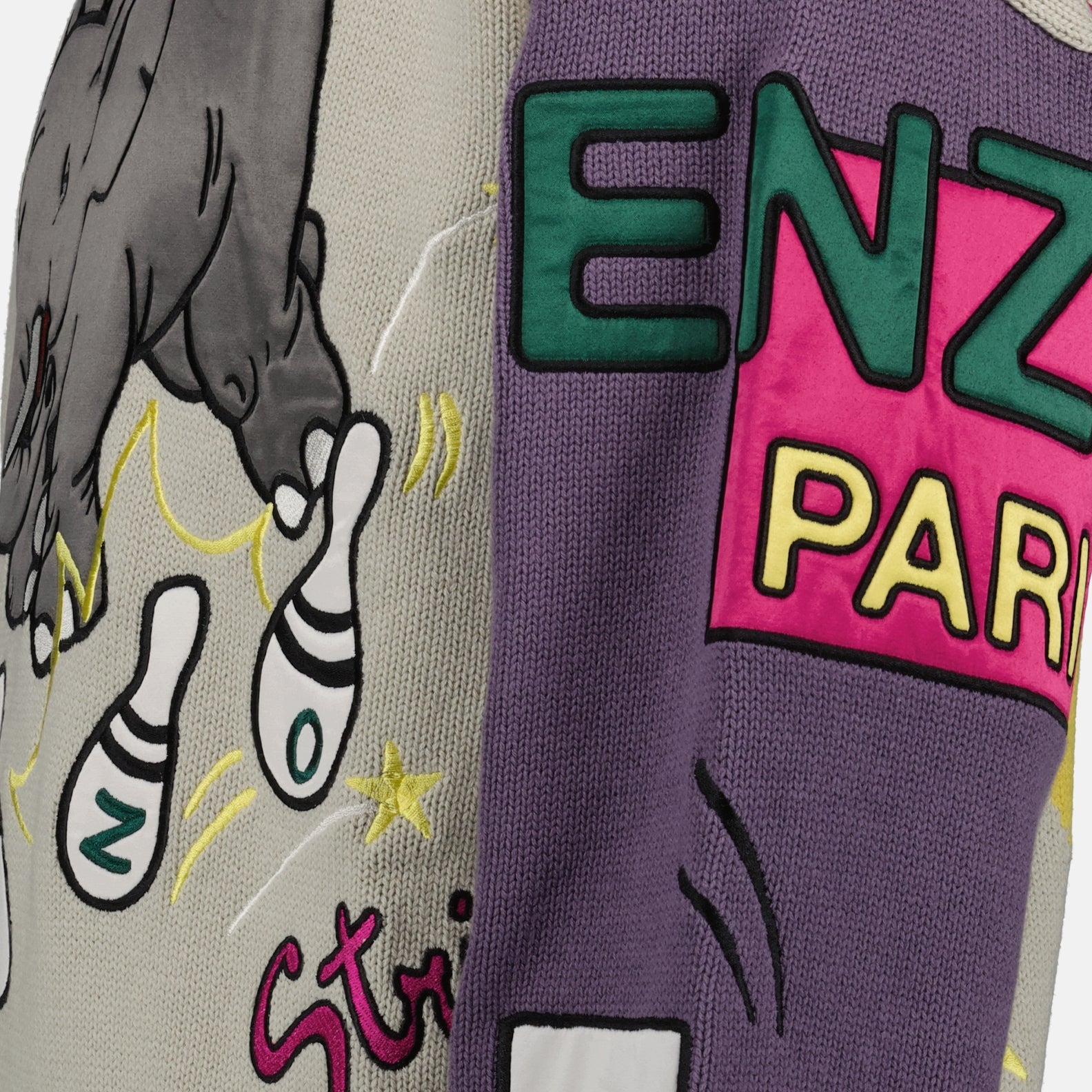 Knitwear Elephant Bowling Sweater Kenzo Purple Man