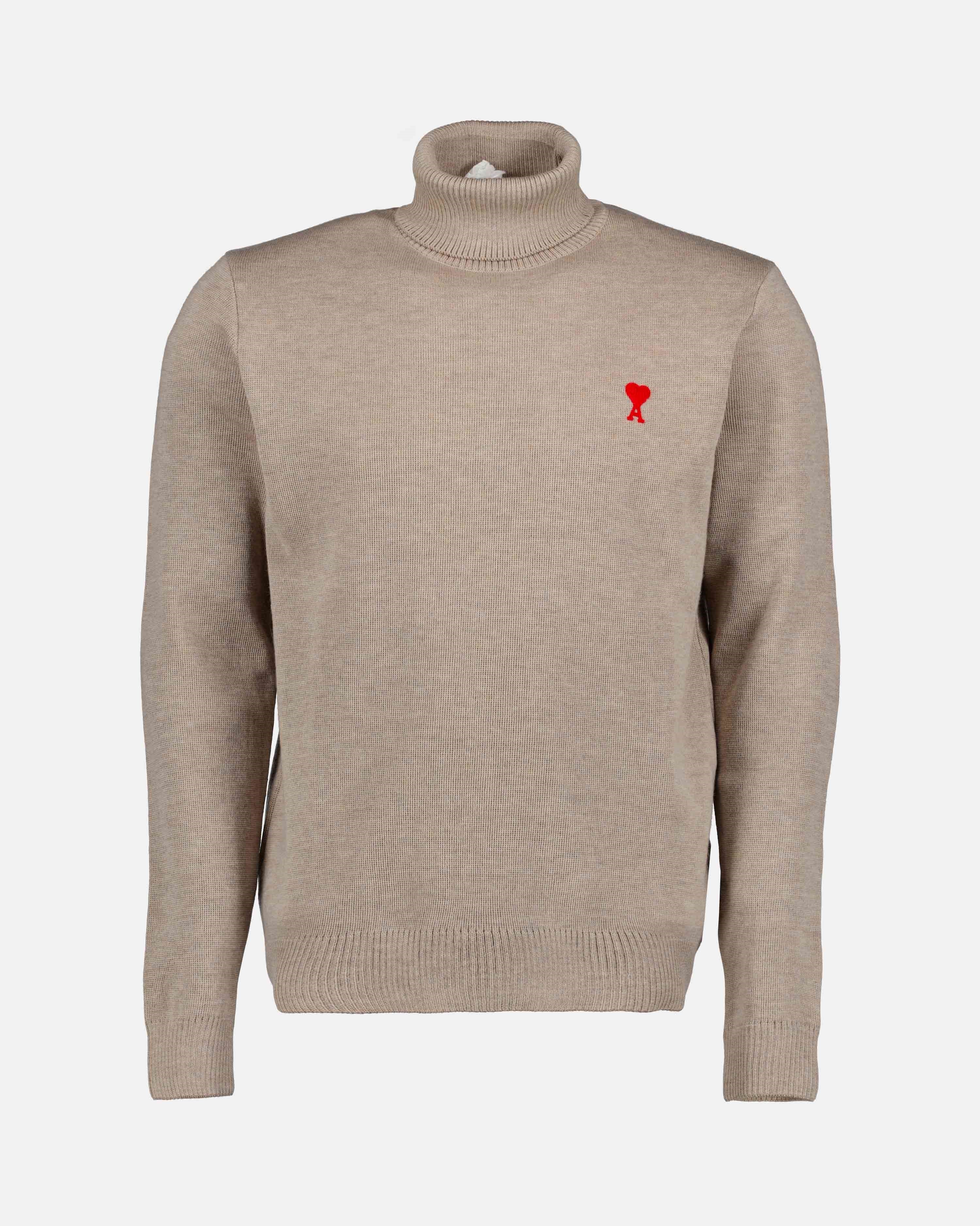 Knitwear Ami de coeur turtleneck sweater Ami PARIS Beige Man