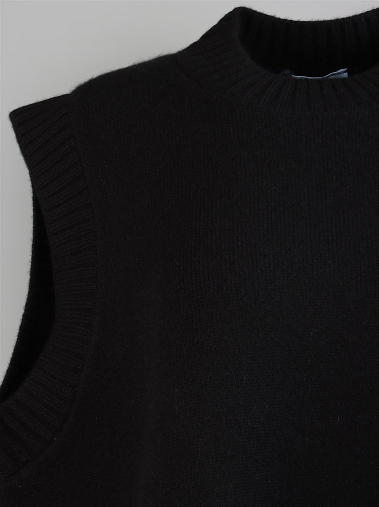 Maille Pull en laine sans manches Prada Noir Femme