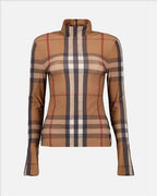 Maille Pull fin à carreaux Burberry Marron Femme