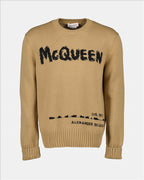 Knitwear Graffiti Sweater Alexander McQueen Beige Man
