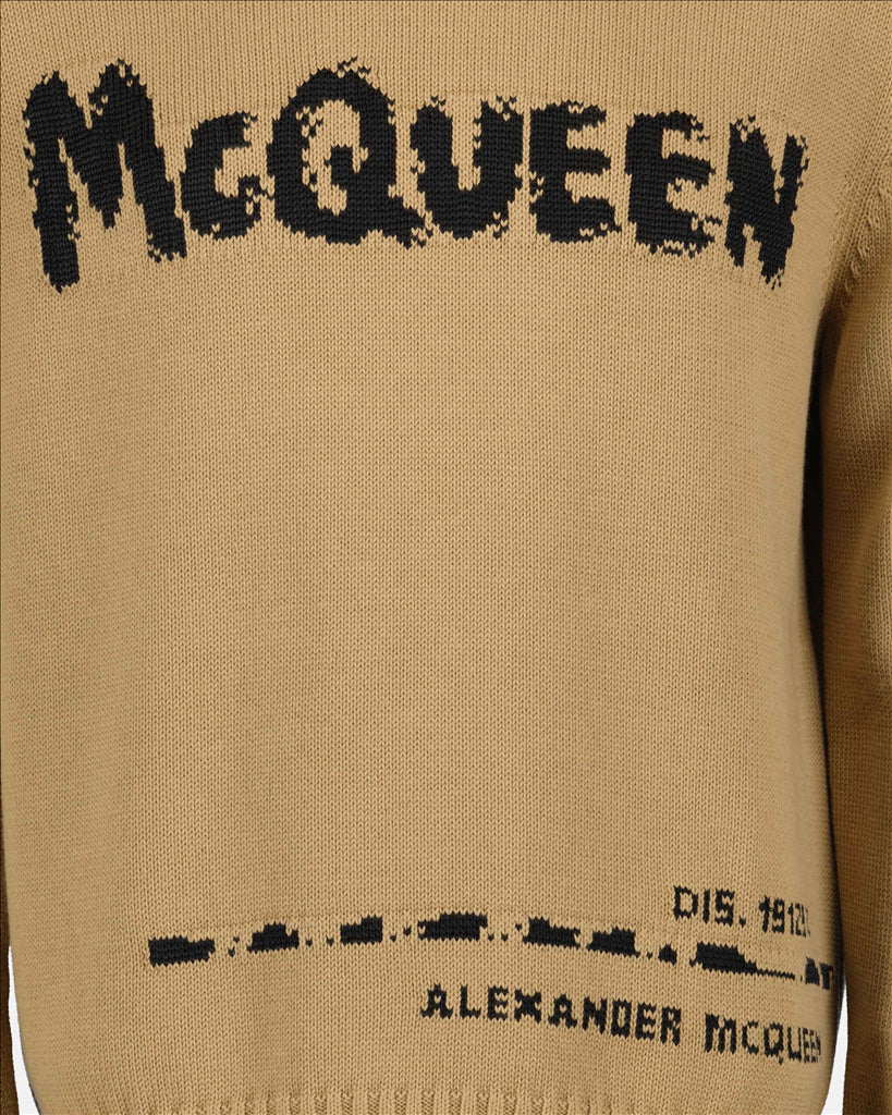 Knitwear Graffiti Sweater Alexander McQueen Beige Man
